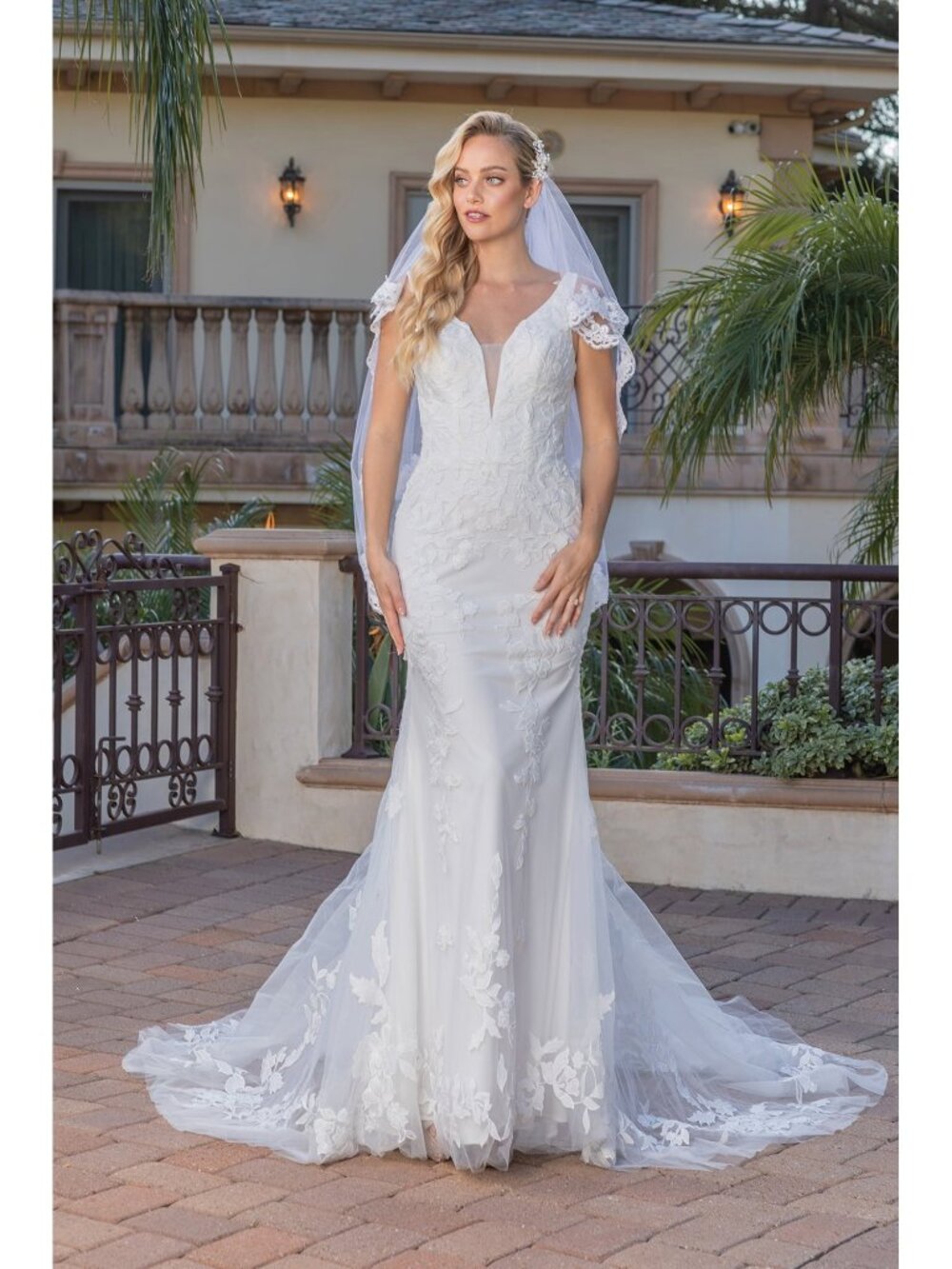 NEW OFF WHITE Lace Wedding Dress Floor Length Embellished 0267
